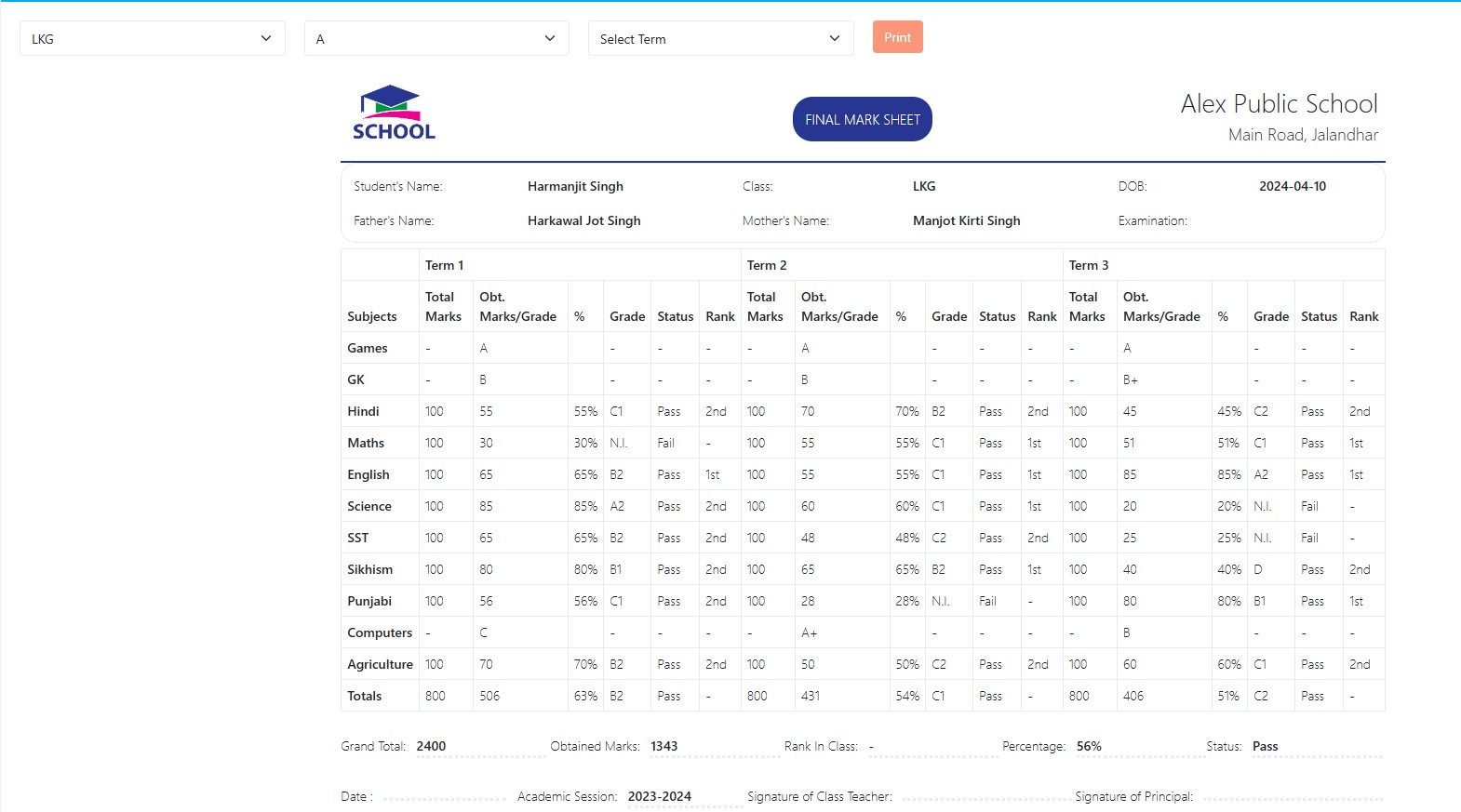 Student Result & Performance Software