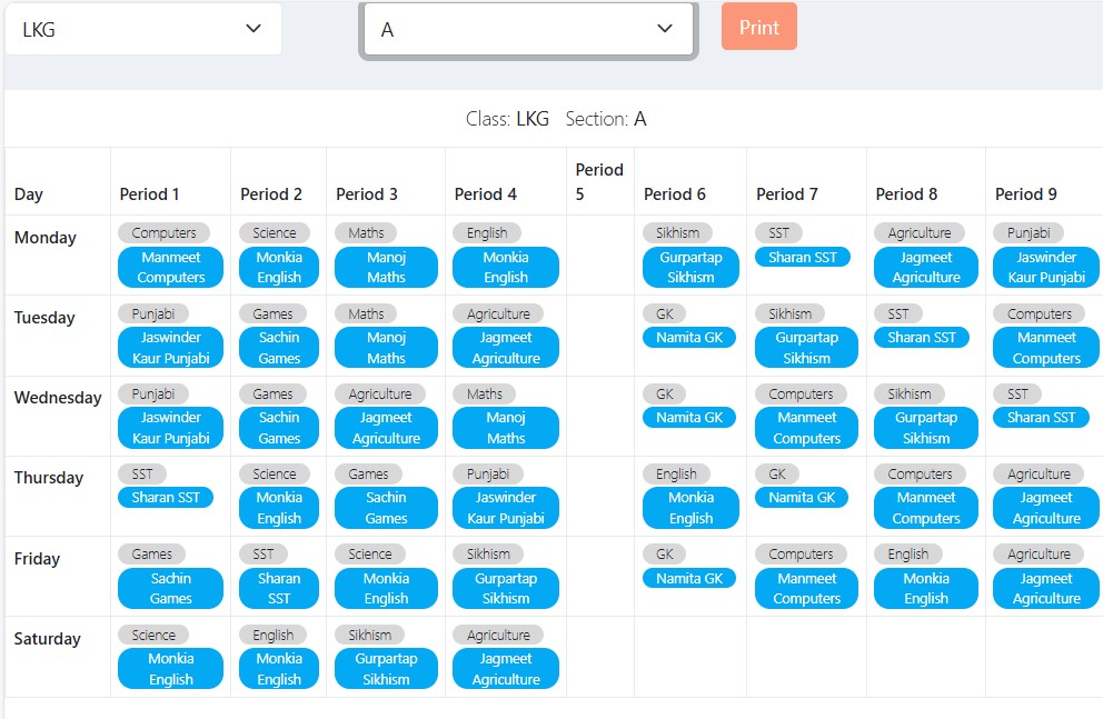 Teacher Timetable Management Software